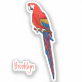Scarlet macaw parrot cartoon illustratie sticker (Voorkant)