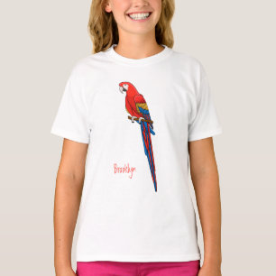 Scarlet macaw parrot cartoon illustratie t-shirt