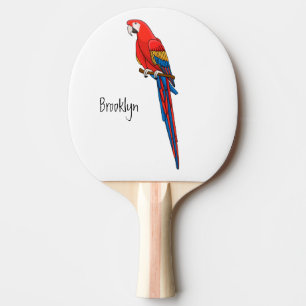 Scarlet macaw parrot cartoon illustratie tafeltennisbatje