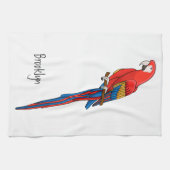 Scarlet macaw parrot cartoon illustratie theedoek (Horizontaal)