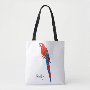 Scarlet macaw parrot cartoon illustratie tote bag