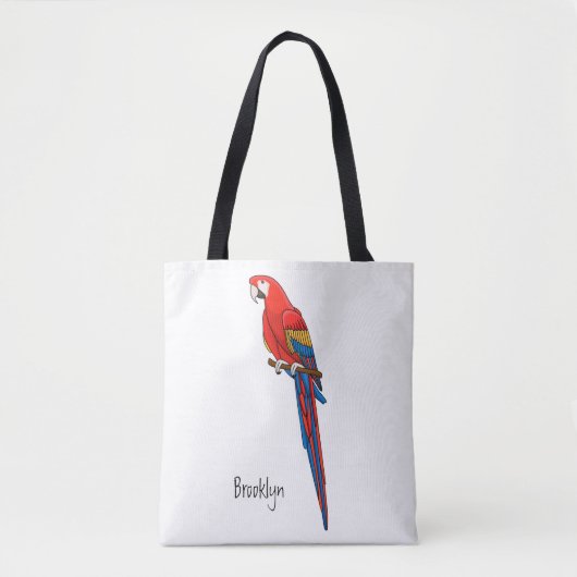 Scarlet macaw parrot cartoon illustratie tote bag (Voorkant)