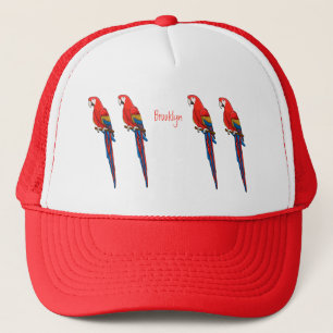Scarlet macaw parrot cartoon illustratie trucker pet
