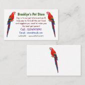 Scarlet macaw parrot cartoon illustratie visitekaartje (Voorkant / Achterkant)