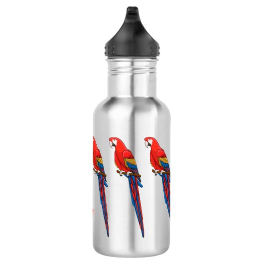 Scarlet macaw parrot cartoon illustratie waterfles  (Rechts)