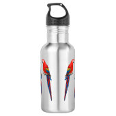 Scarlet macaw parrot cartoon illustratie waterfles  (Achterkant)