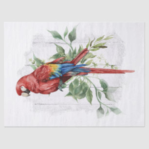 Scarlet Macaw Parrot Eucalyptus Waterverf Tissuepapier