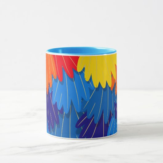 Scarlet Macaw Parrot Feather Pattern Mok (Midden)