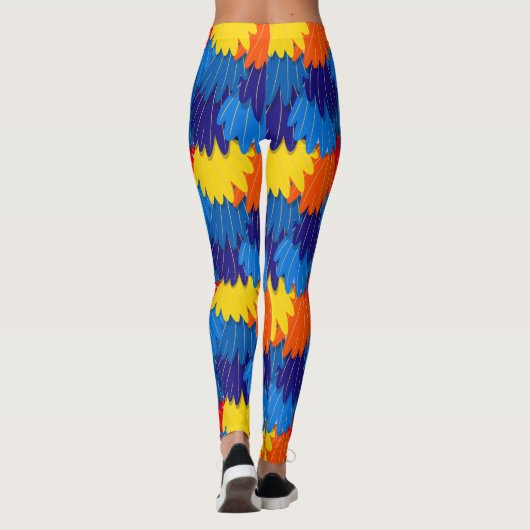 Scarlet Macaw Parrot Feathers Pattern Leggings (Achterkant)