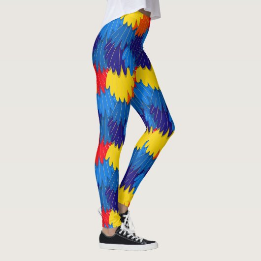 Scarlet Macaw Parrot Feathers Pattern Leggings (Rechts)