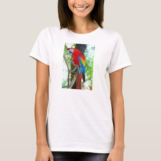 Scarlet Macaw, Parrot op Womans T-shirt (Voorkant)