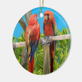 Scarlet Macaw Parrots Perching Keramisch Ornament (Links)