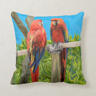 Scarlet Macaw Parrots Perching Kussen