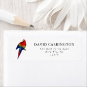 Scarlet Macaw Tropische Kleurrijke Regen Bos Bird Etiket (Insitu)