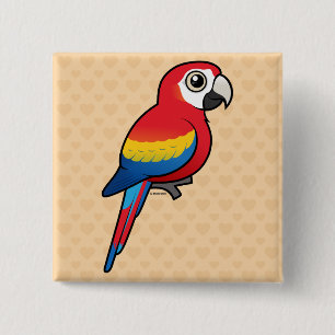 Scarlet Macaw Vierkante Button 5,1 Cm