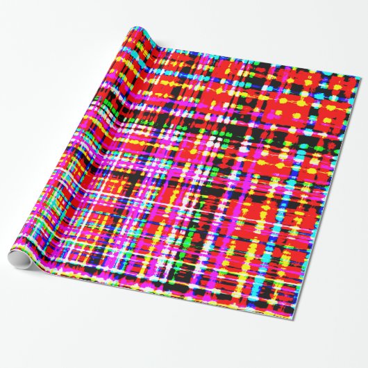Scarlet Modern Chic Tartan Pset Cadeaupapier (Uitgerold)
