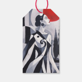Scarlet Moon: Gestileerde vrouw in monochroom land Cadeaulabel