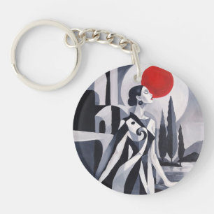Scarlet Moon: Gestileerde Vrouw Vierkante Acryl Sl Sleutelhanger