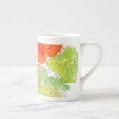 Scarlet Nasturtia, Waterverf en inkt op wit Porselein Kop (Rechts)