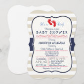 Scarlet, Navy, Baby shower van Eggshell Kaart (Voorkant / Achterkant)