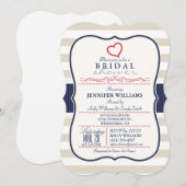 Scarlet, Navy, Eggshell Stripes Vrijgezellenfeest Kaart (Voorkant / Achterkant)