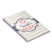 Scarlet, Navy, Eggshell Stripes Vrijgezellenfeest Notitieboek (Rechterzijde)