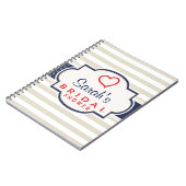Scarlet, Navy, Eggshell Stripes Vrijgezellenfeest Notitieboek (Linkerzijde)