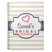 Scarlet, Navy, Eggshell Stripes Vrijgezellenfeest Notitieboek (Voorkant)