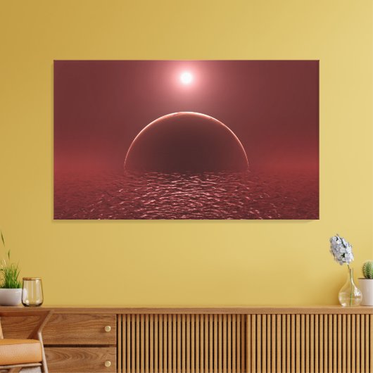 Scarlet Ocean Moon Canvas Afdruk (Insitu (Woonkamer))
