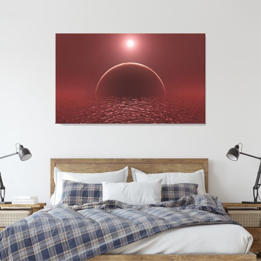 Scarlet Ocean Moon Canvas Afdruk (Insitu (Slaapkamer))