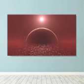 Scarlet Ocean Moon Canvas Afdruk (Insitu (Houten vloer))