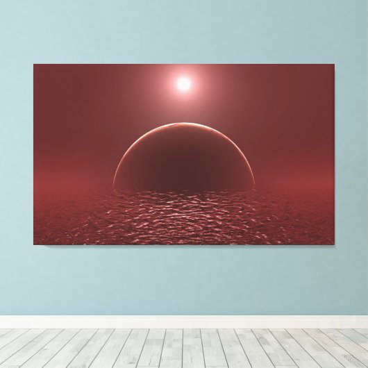 Scarlet Ocean Moon Canvas Afdruk (Insitu (Houten vloer))