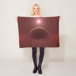 Scarlet Ocean Moon Fleece Deken