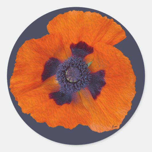 Scarlet Oranje Poppy 1 Ronde Sticker (Voorkant)