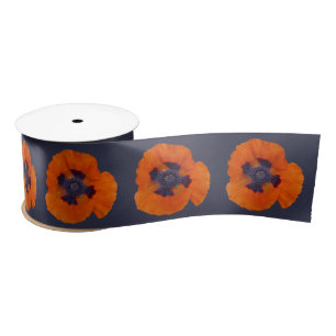 Scarlet Oranje Poppy 1 Satijnen Lint