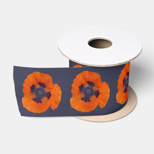 Scarlet Oranje Poppy 1 Satijnen Lint (Spoel)