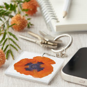 Scarlet Oranje Poppy 1 Sleutelhanger (Voorkant Rechts)