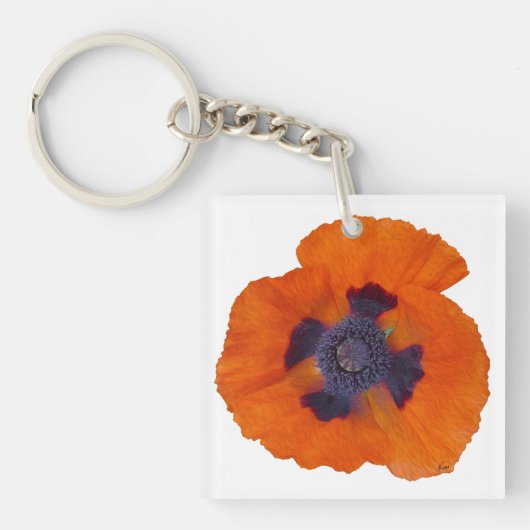 Scarlet Oranje Poppy 1 Sleutelhanger (voorkant)