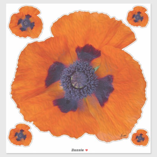 Scarlet Oranje Poppy 1 Sticker (Vel)
