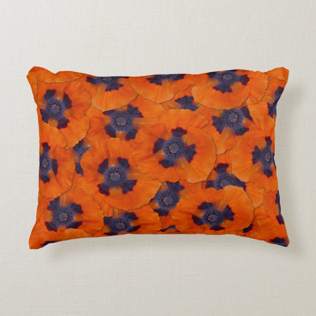 Scarlet Oranje Poppy Seamless Pattern Accent Kussen (Voorkant)