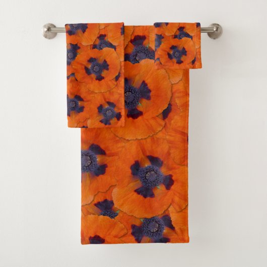 Scarlet Oranje Poppy Seamless Pattern Bad Handdoek (Insitu)