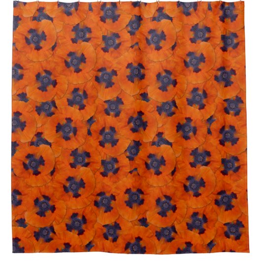 Scarlet Oranje Poppy Seamless Pattern Douchegordijn (Voorkant)