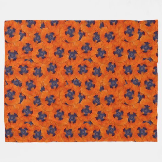 Scarlet Oranje Poppy Seamless Pattern Fleece Deken (Voorkant (Horizontaal))