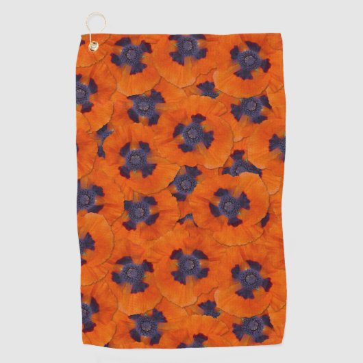Scarlet Oranje Poppy Seamless Pattern Golfhanddoek (Voorkant)