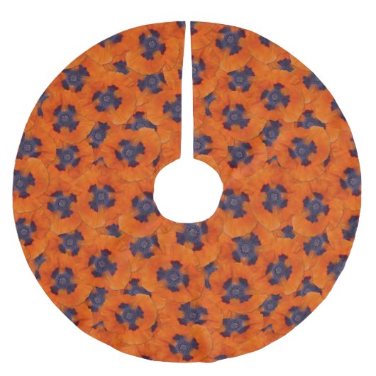 Scarlet Oranje Poppy Seamless Pattern Kerstboom Rok (Voorkant)