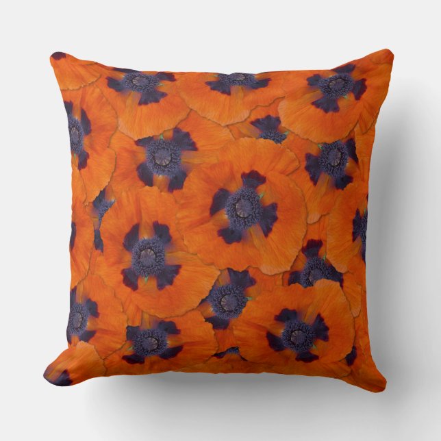 Scarlet Oranje Poppy Seamless Pattern Kussen (Voorkant)