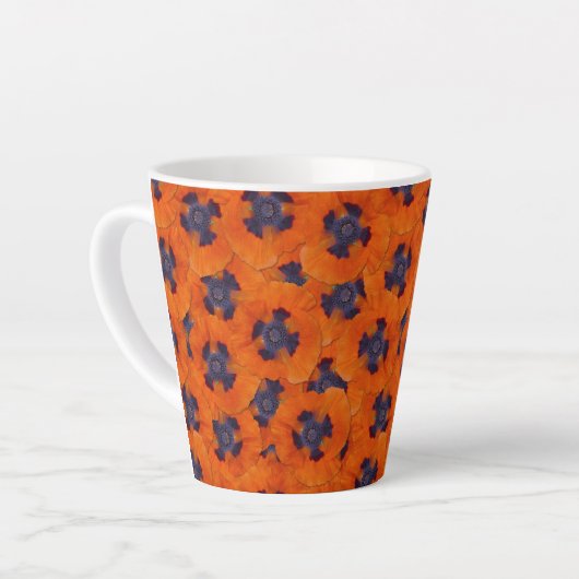 Scarlet Oranje Poppy Seamless Pattern Latte Mok (Linkerhoek)