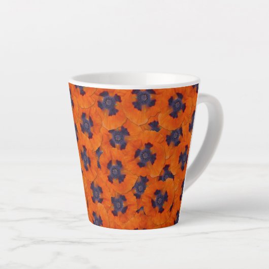 Scarlet Oranje Poppy Seamless Pattern Latte Mok (Rechterhoek)