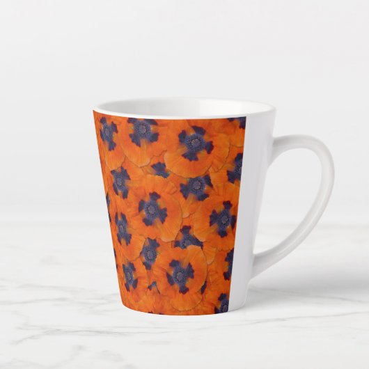 Scarlet Oranje Poppy Seamless Pattern Latte Mok (Rechts)