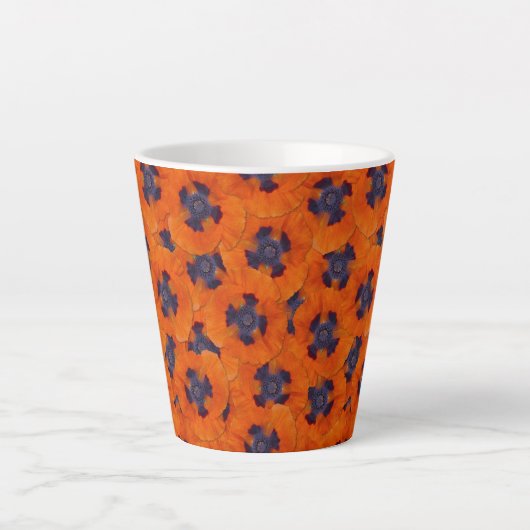 Scarlet Oranje Poppy Seamless Pattern Latte Mok (Voorkant)